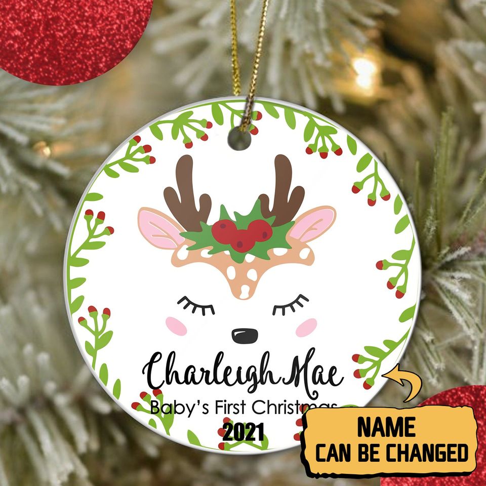 Baby's First Christmas Ceramic Circle Custom Ornament