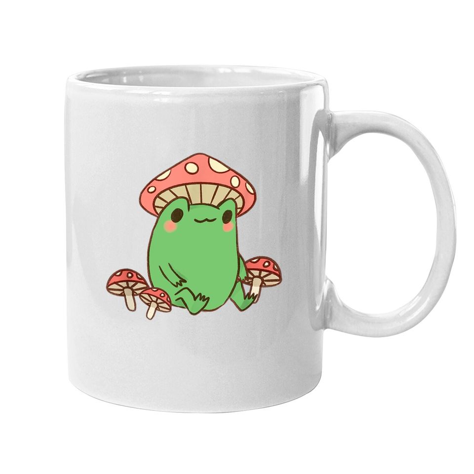 Frog With Mushroom Hat Cottagecore Aesthetic Coffee Mug