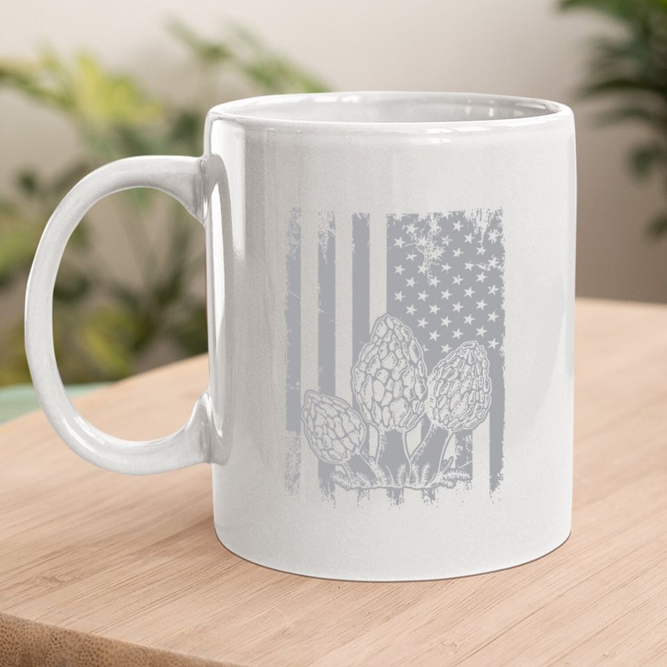 Morel Mushrooms American Flag Patriotic Fathers Day Coffee Mug