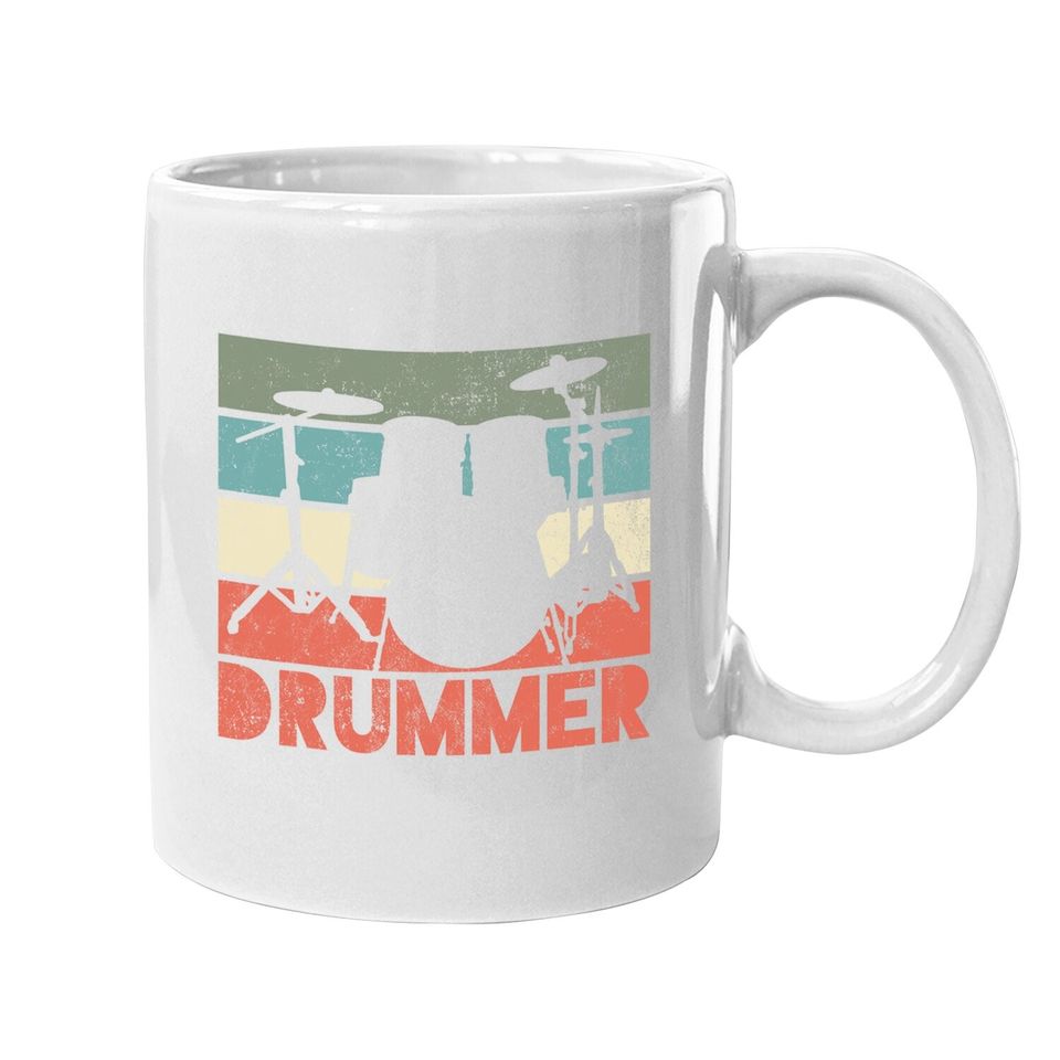 Drummer Drum Set Vintage Retro Gift Coffee Mug