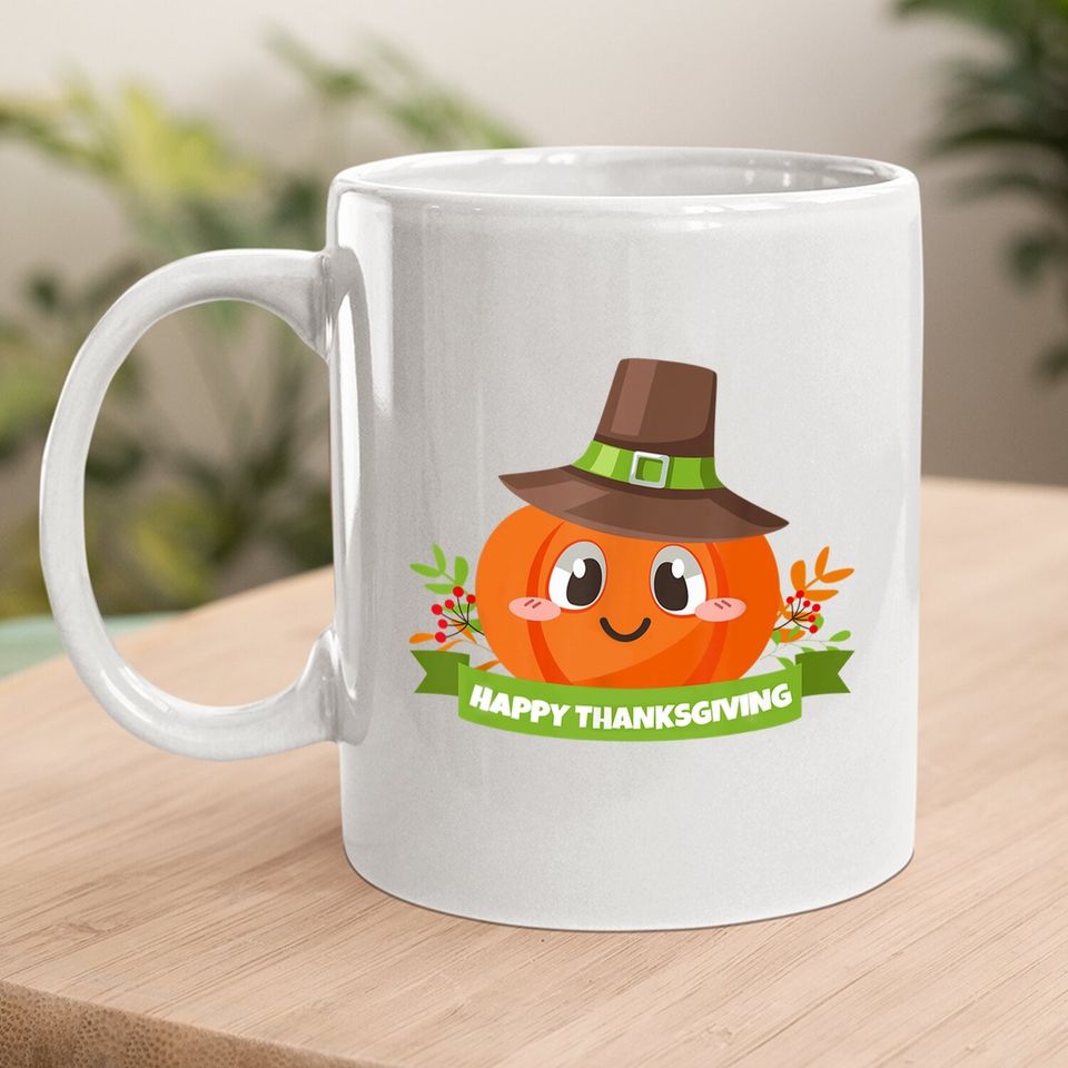 Pilgrim Pumpkin Happy Thanksgiving Holiday Coffee Mug
