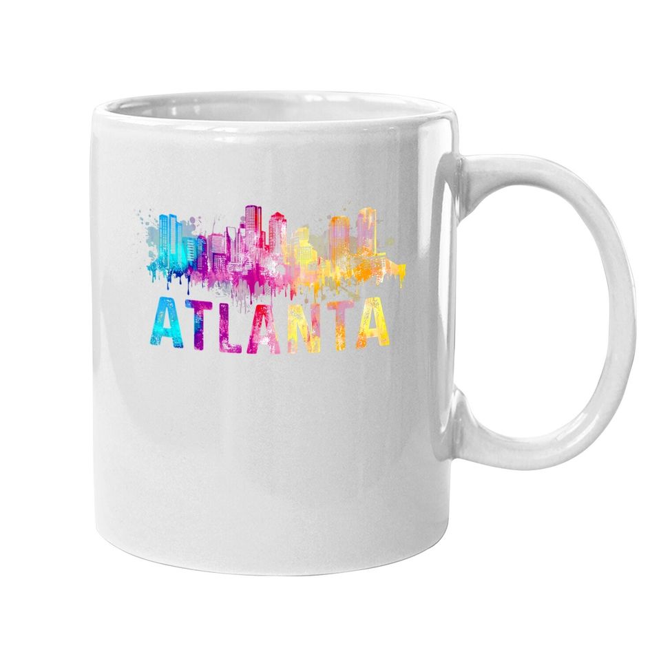 Atlanta Georgia Retro Watercolor Skyline Gifts Coffee Mug