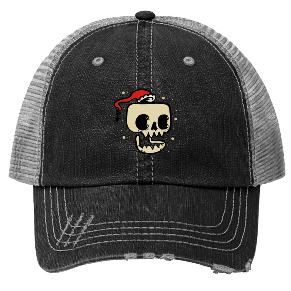 Merry Christmas Skull Gothic Christmas Trucker Hat