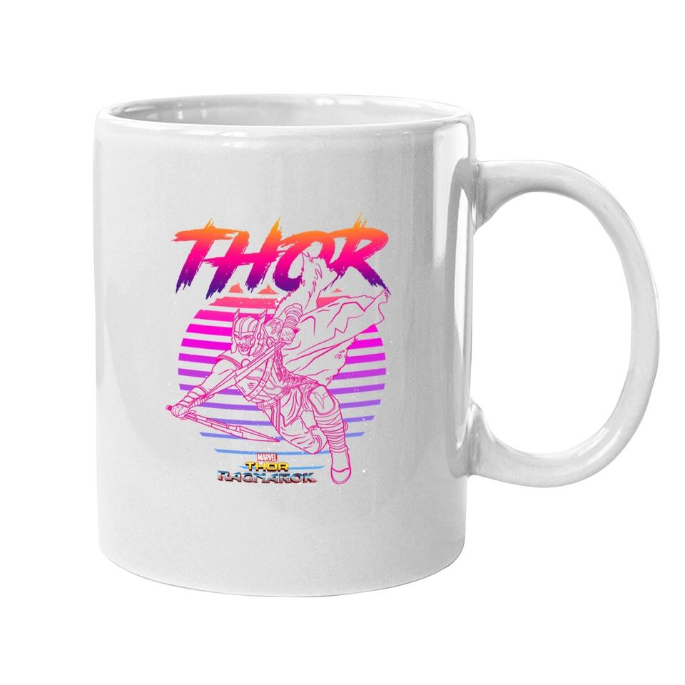 Marvel Thor Ragnarok 80s Retro Sunset Halftone Hero Coffee Mug