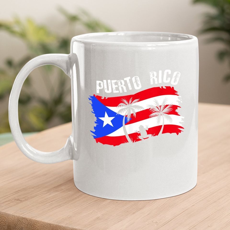 Distressed Style Puerto Rico Frog Coffee Mug