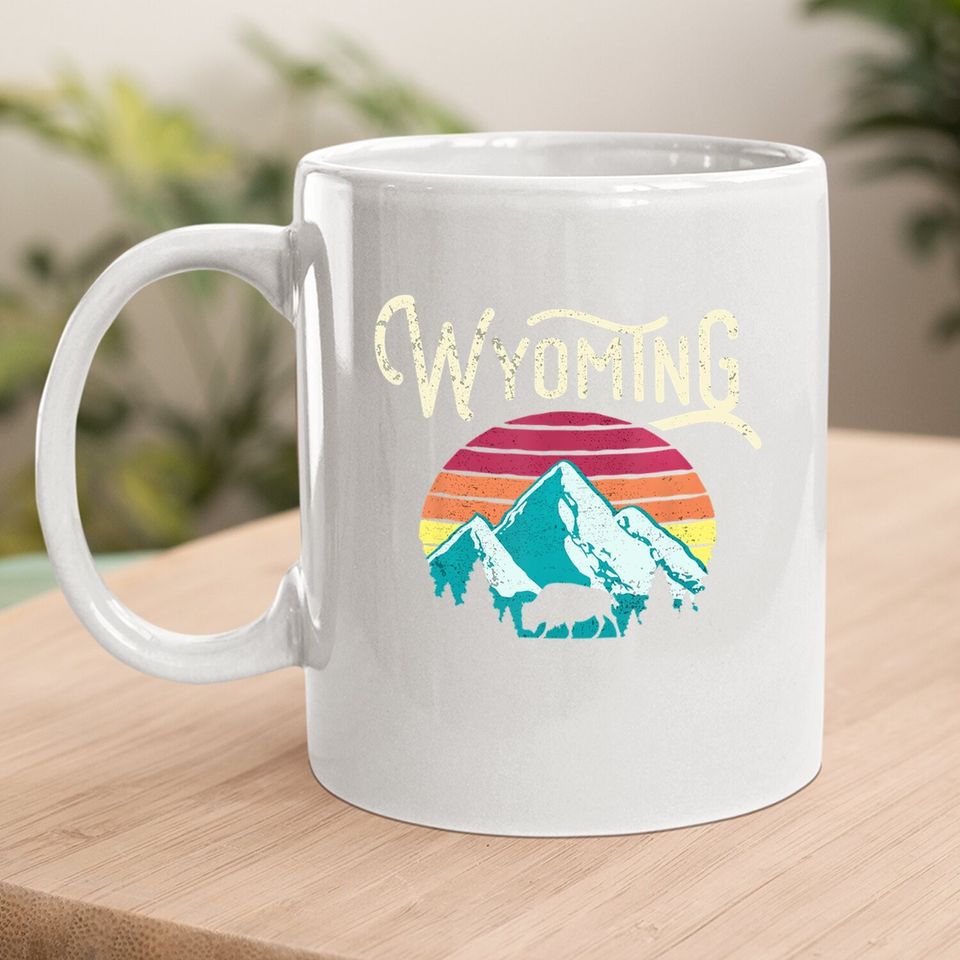 Retro Wyoming Mountains State Wildlife Coffee Mug