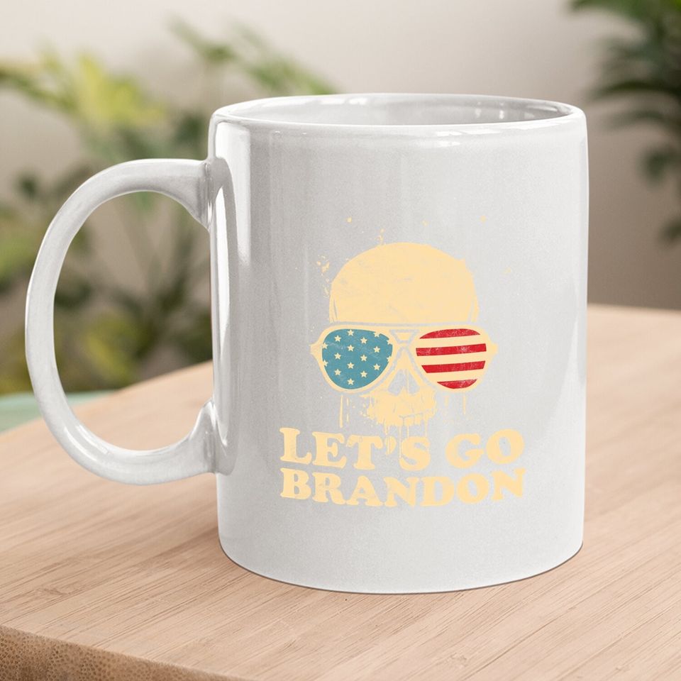 Let's Go Brandon Skull American Flag Coffee Mug