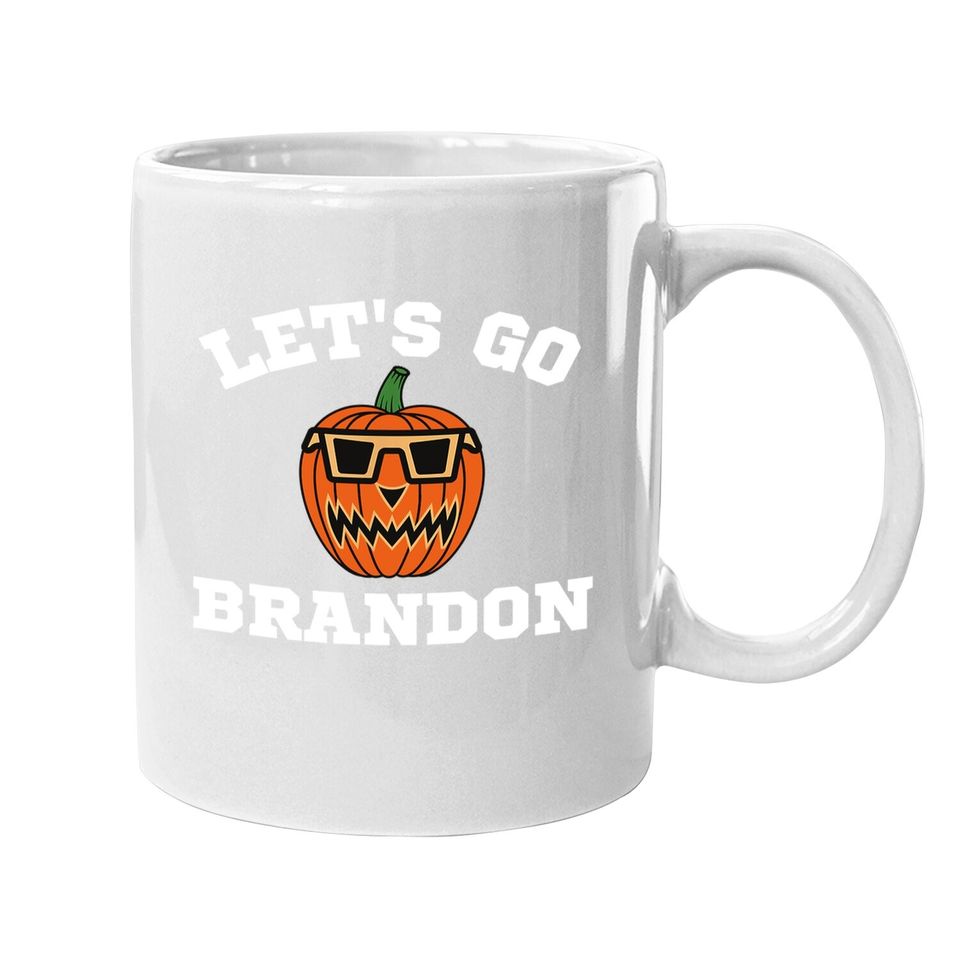 Let's Go Brandon Chant Halloween Pumpkin In Glasses Coffee Mug