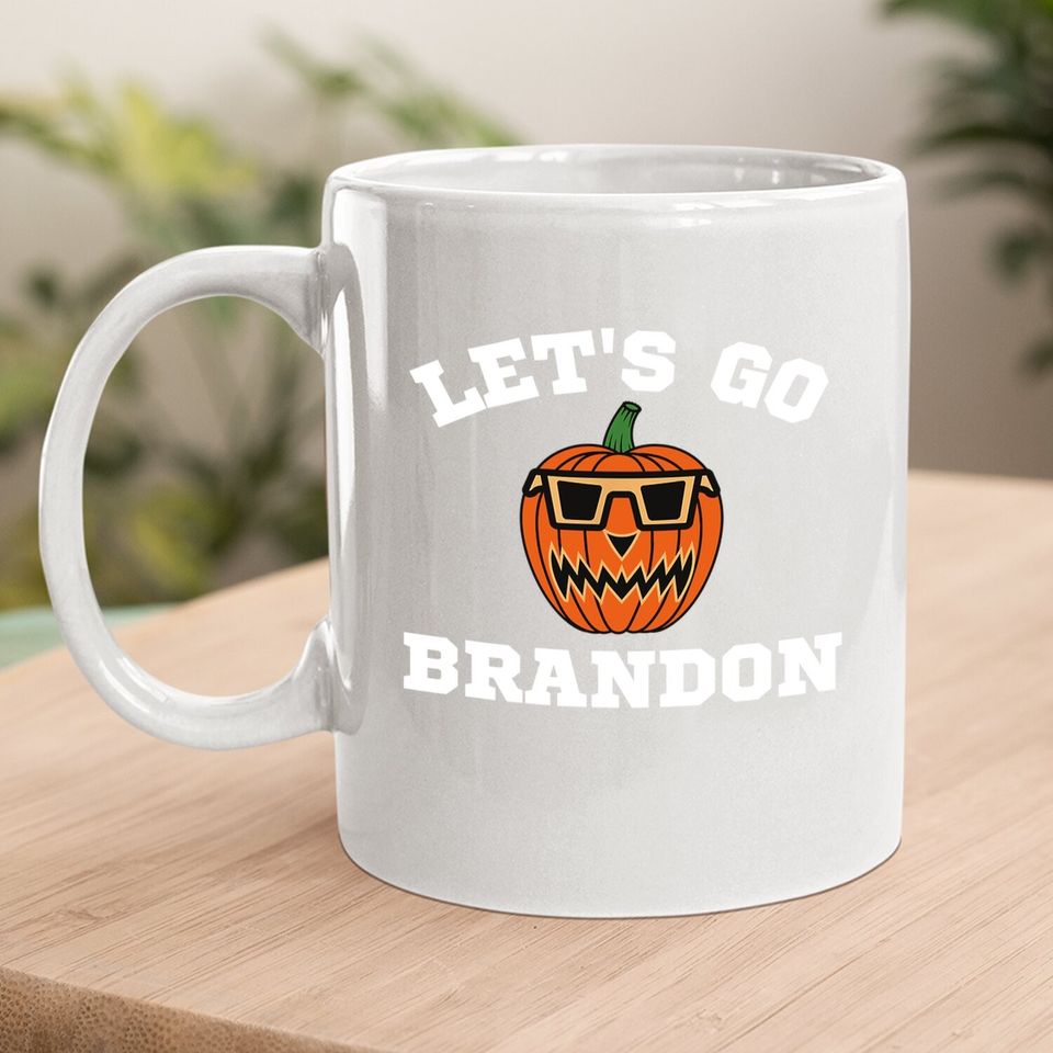Let's Go Brandon Chant Halloween Pumpkin In Glasses Coffee Mug