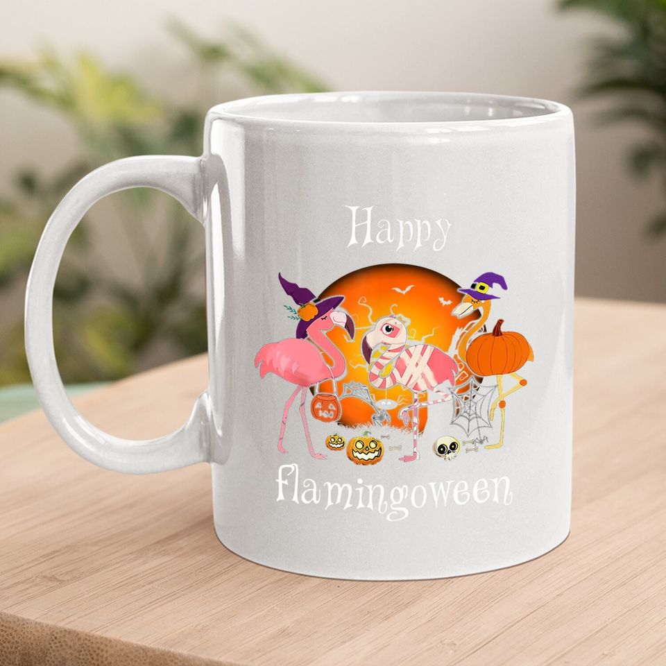 Happy Flamingoween Witch Pumpkin Flamingo Halloween Costume Coffee Mug