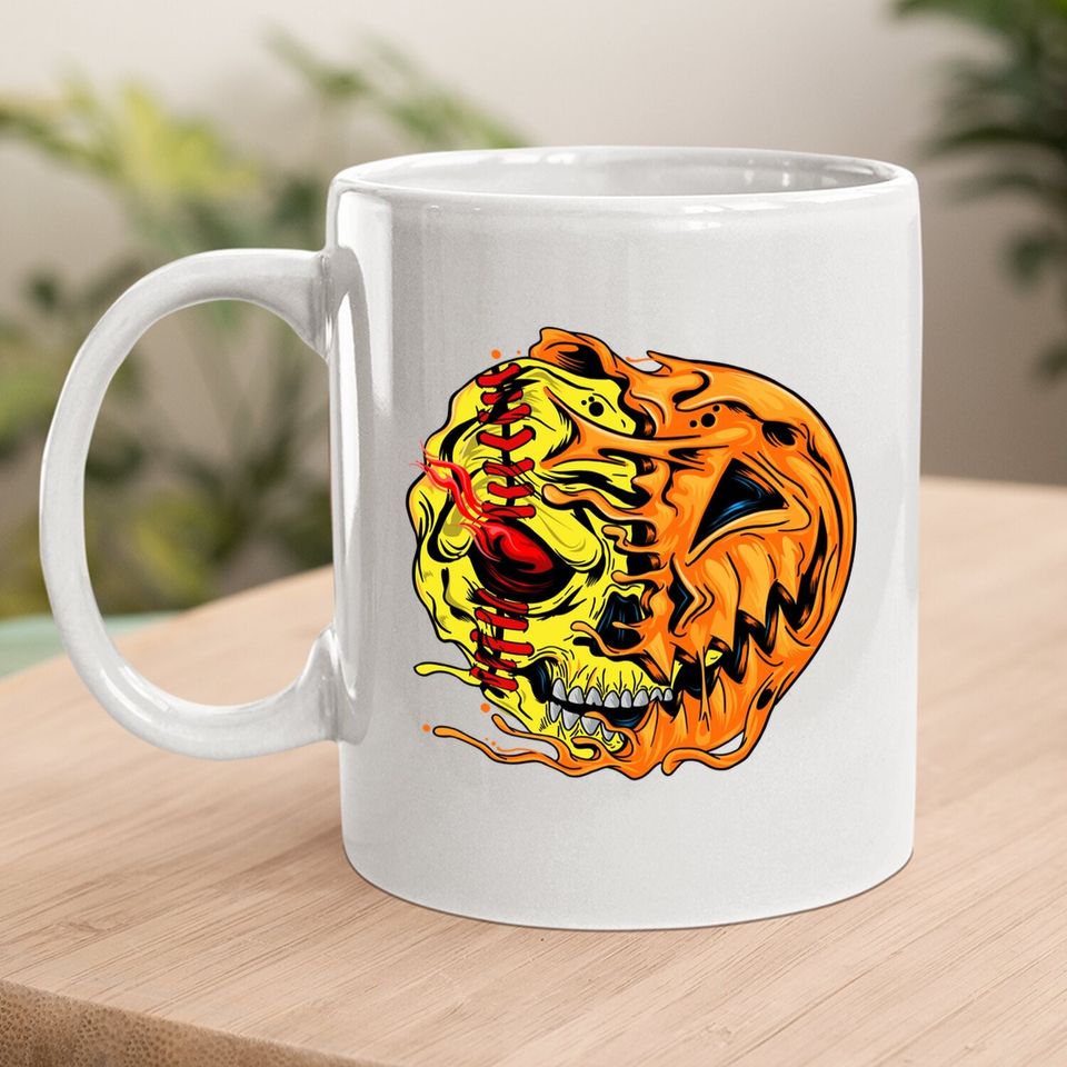 Softball Halloween  pumpkin Coffee Mug