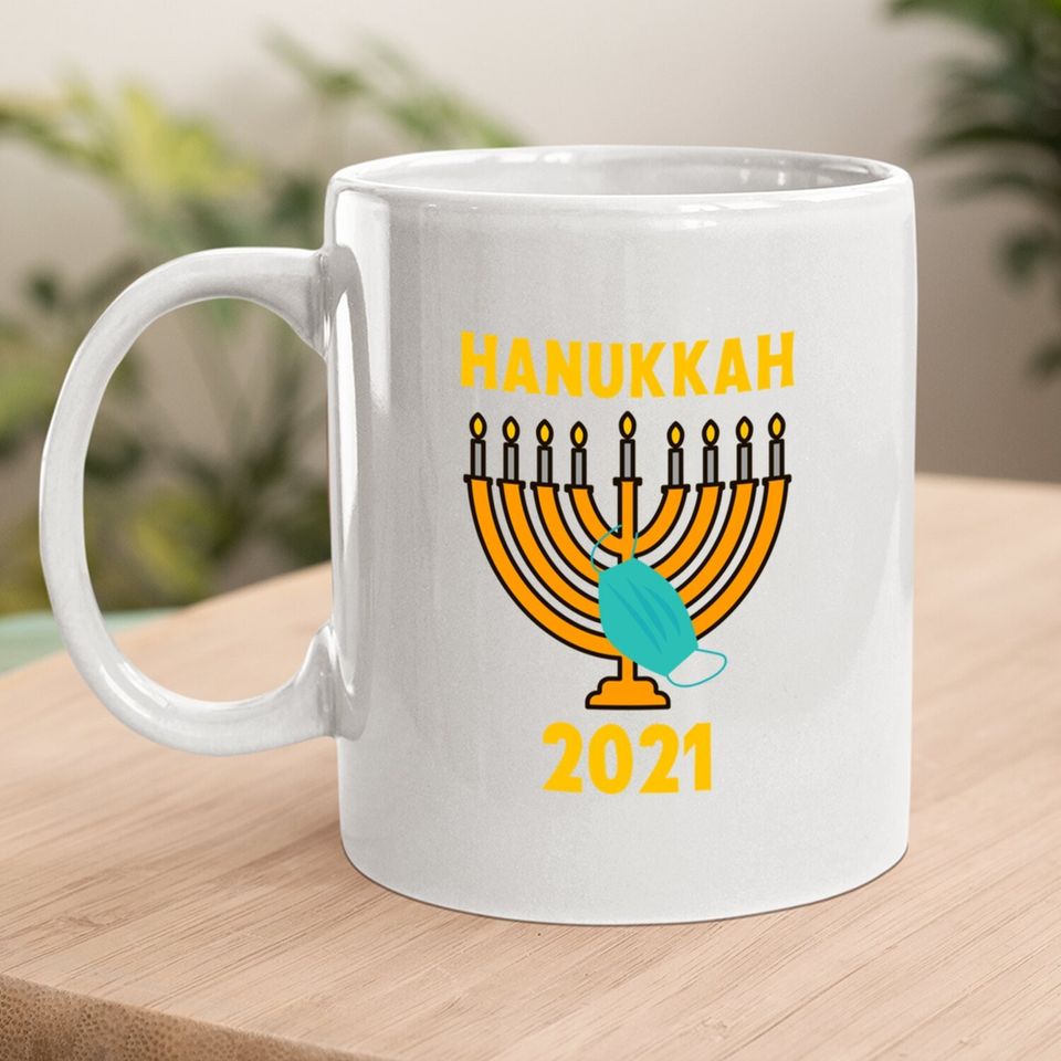 Happy Hanukkah 2021 Jewish Menorah Wearing Face Mask Coffee Mug