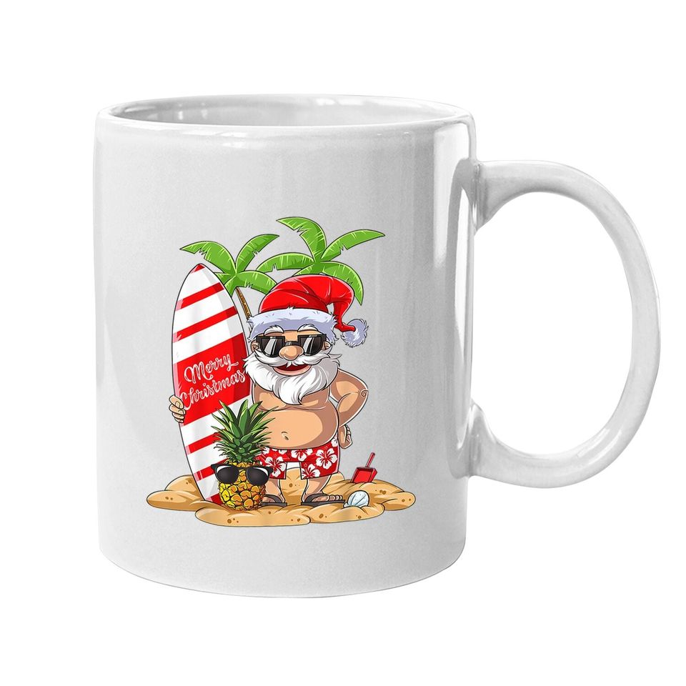 Christmas Santa Hawaiian Surfing Coffee Mug