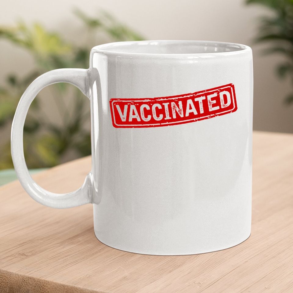 Certified Vaccinated Red Stamp Humor Graphic Coffee.  mug