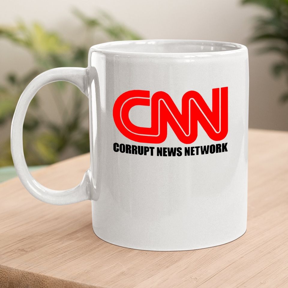 Cnn Corrupt News Network On A Black Coffee.  mug