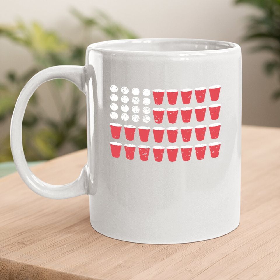American Flag Beer Pong Coffee. mug Funny Fourth Of July Drinking Mug For Guys