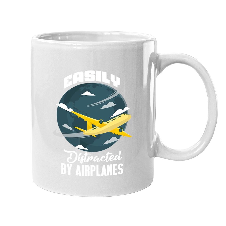 Boys Girls Easily Distracted By Airplanes Coffee.  mug