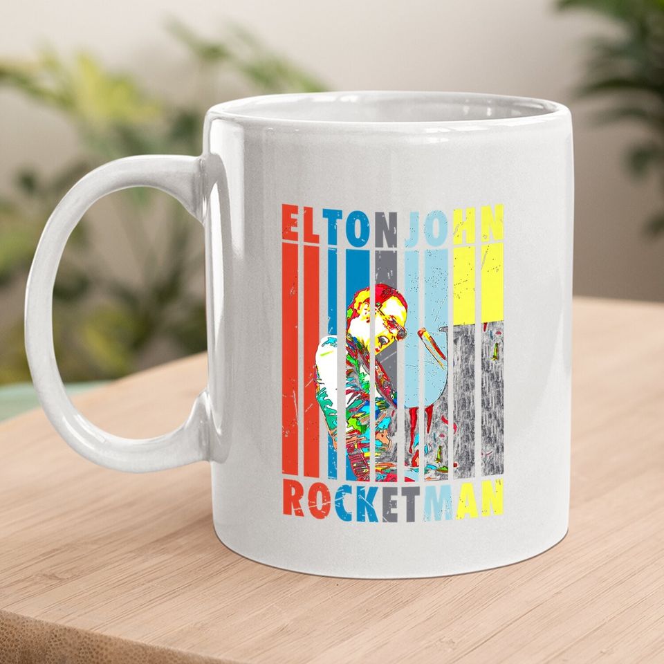 Vintage Elton Art John Country Musician Play Piano Rocketman Premium Coffee.  mug