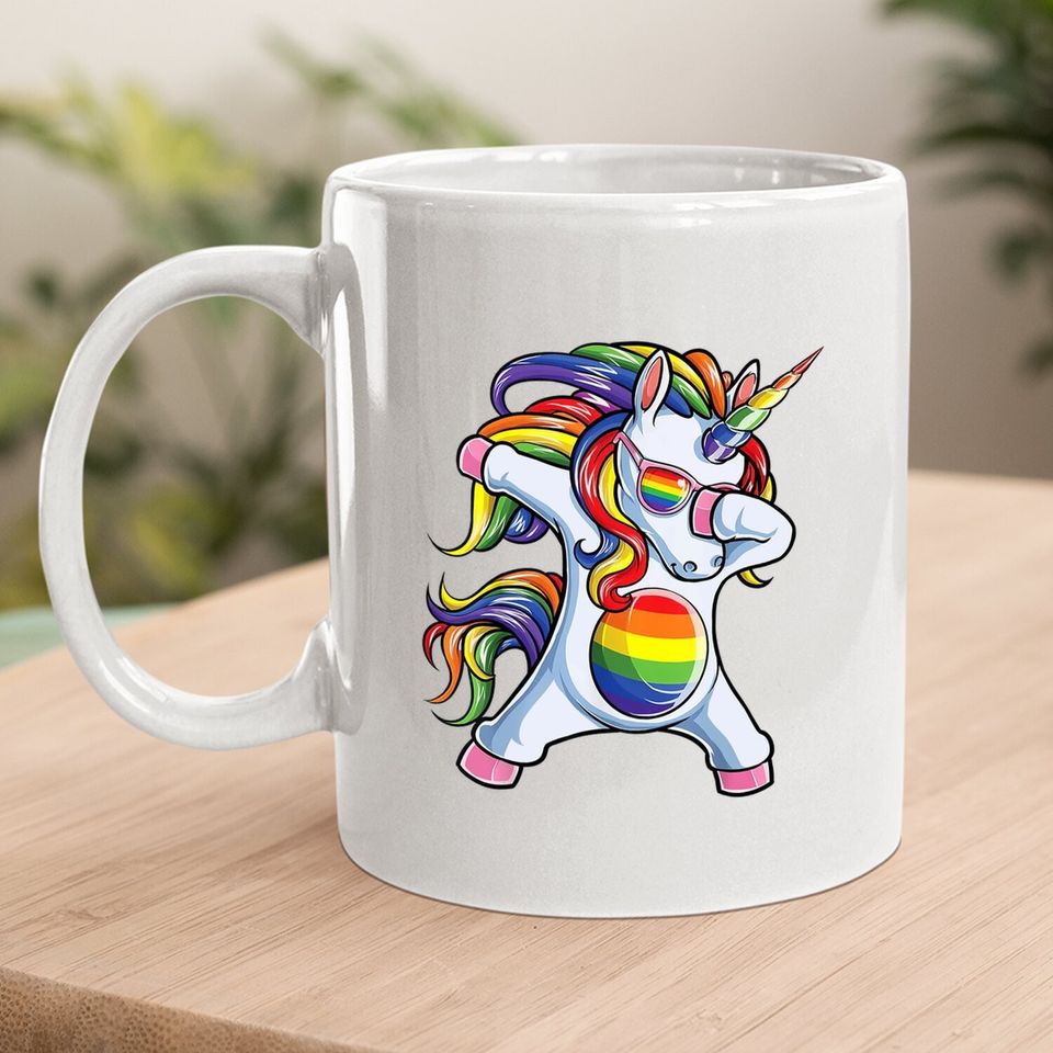 Dabbing Unicorn Gay Pride Lgbt Coffee.  mug Lesbian Rainbow Flag Coffee.  mug