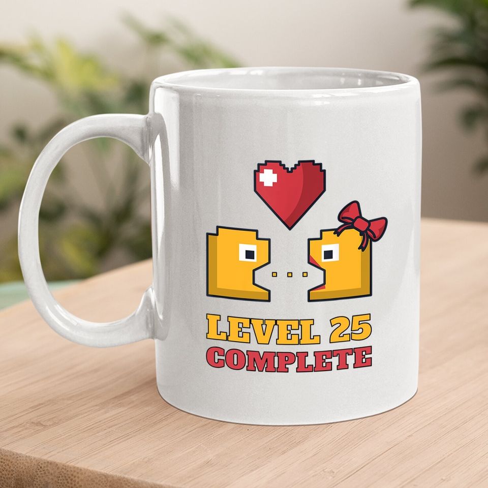 Funny Gamers Level 25 Complete 25th Wedding Anniversary Coffee.  mug