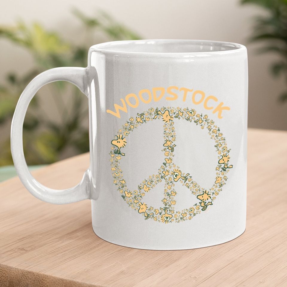 Peanuts Woodstock 50th Anniversary Peace Sign Coffee.  mug