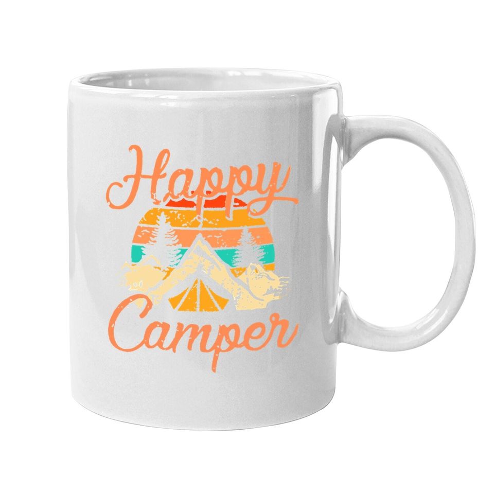 Happy Camper Coffee mug For Camping Mug Coffee mug Funny Cute Graphic Mug Short Sleeve Letter Print Casual Mug Tops