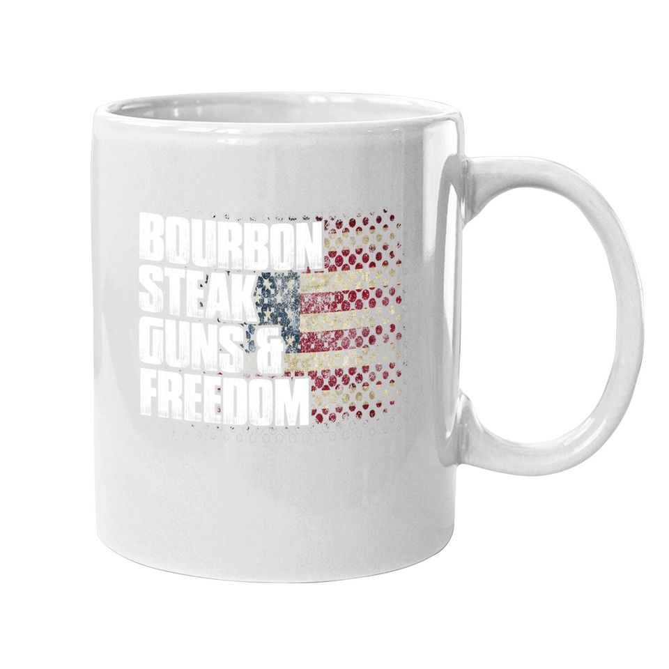 Bourbon Steak Guns & Freedom Usa Flag Whiskey Gift Coffee Mug
