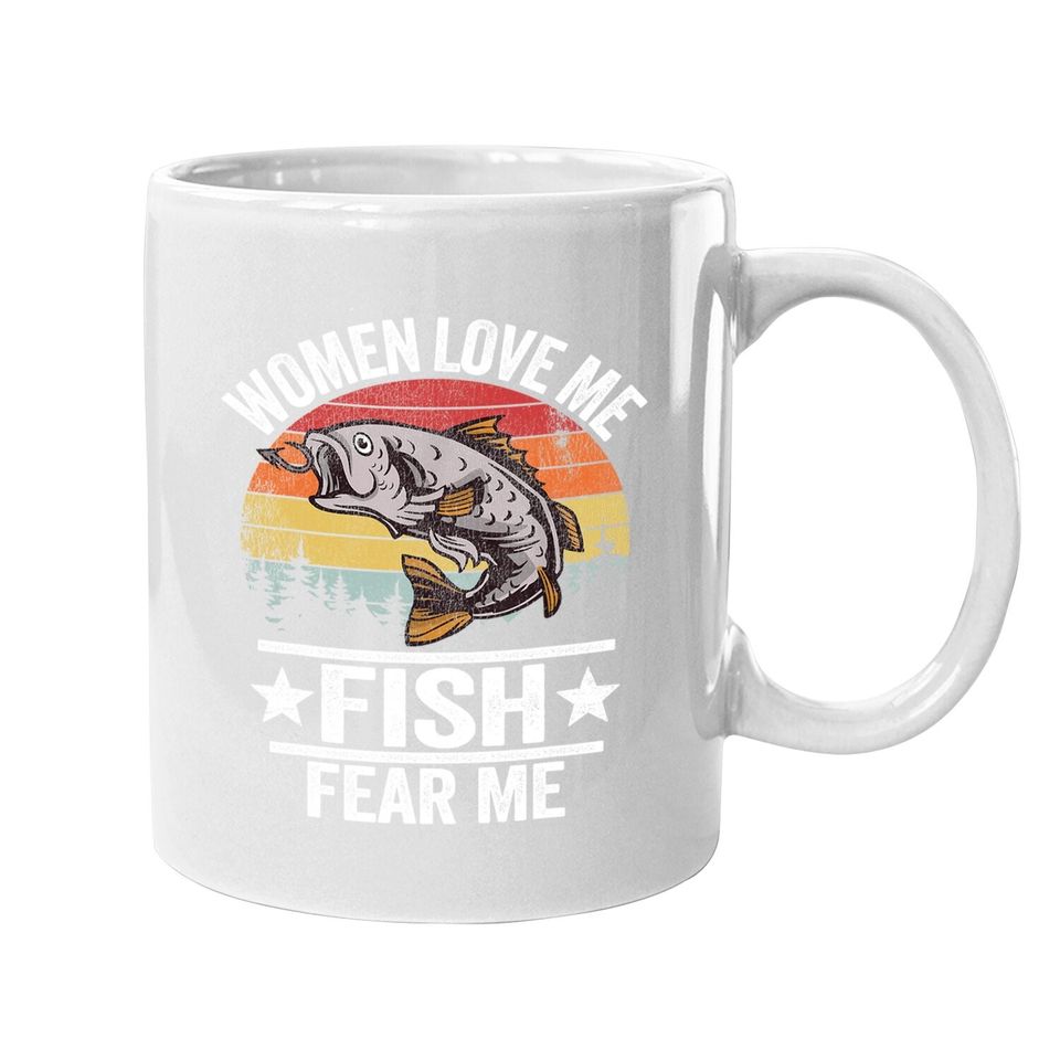Love Me Fish Fear Me Fisher Vintage Funny Fishing Coffee Mug