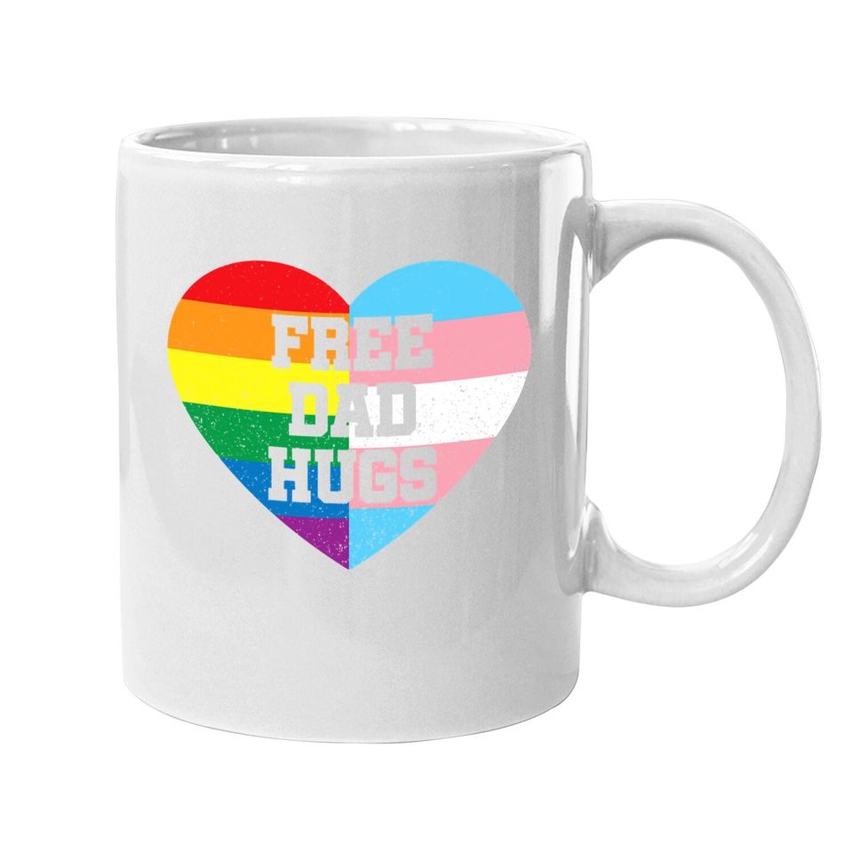 Free Dad Hugs Pride Lgbt Rainbow Flag Family Coffee Mug