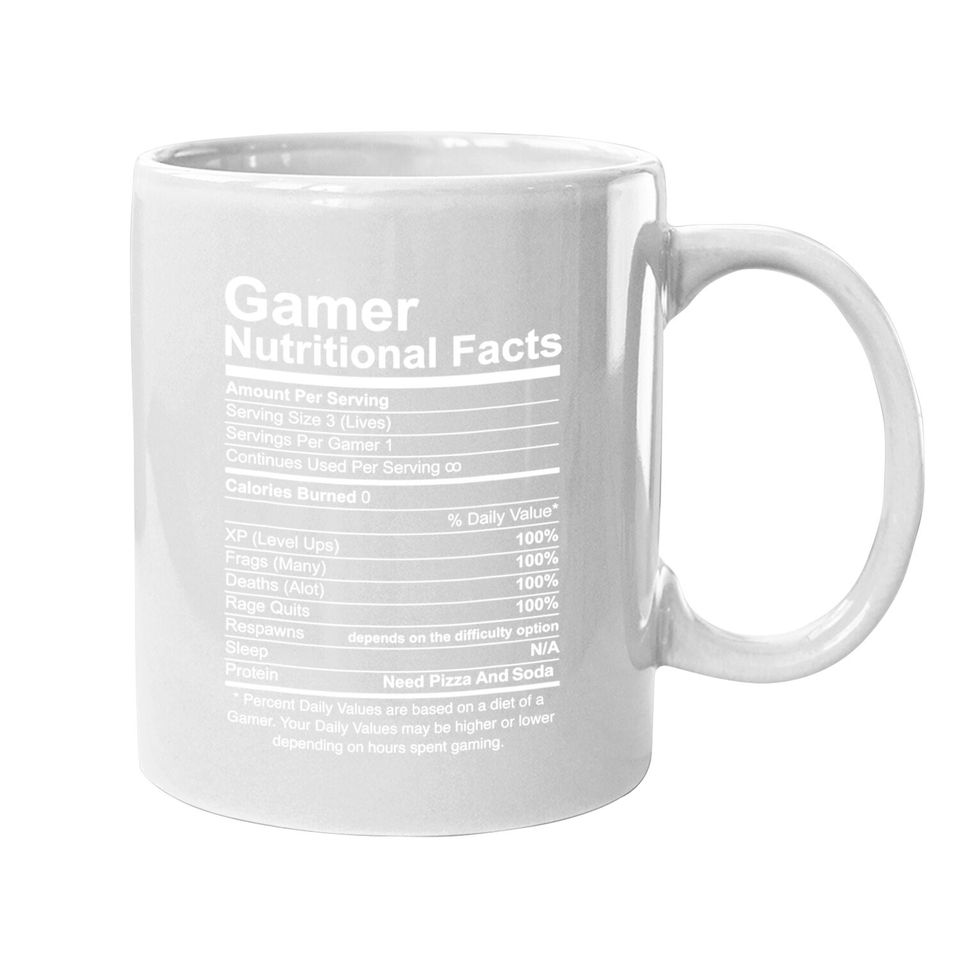 Gamer Nutritional Facts Cool Gamer Video Game Funny Coffee Mug