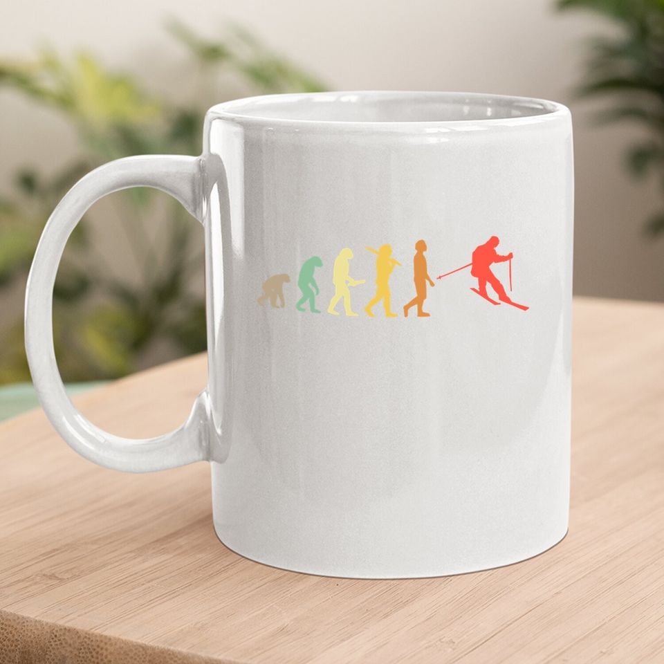 Retro Skiing Evolution Gift For Skiers Coffee Mug