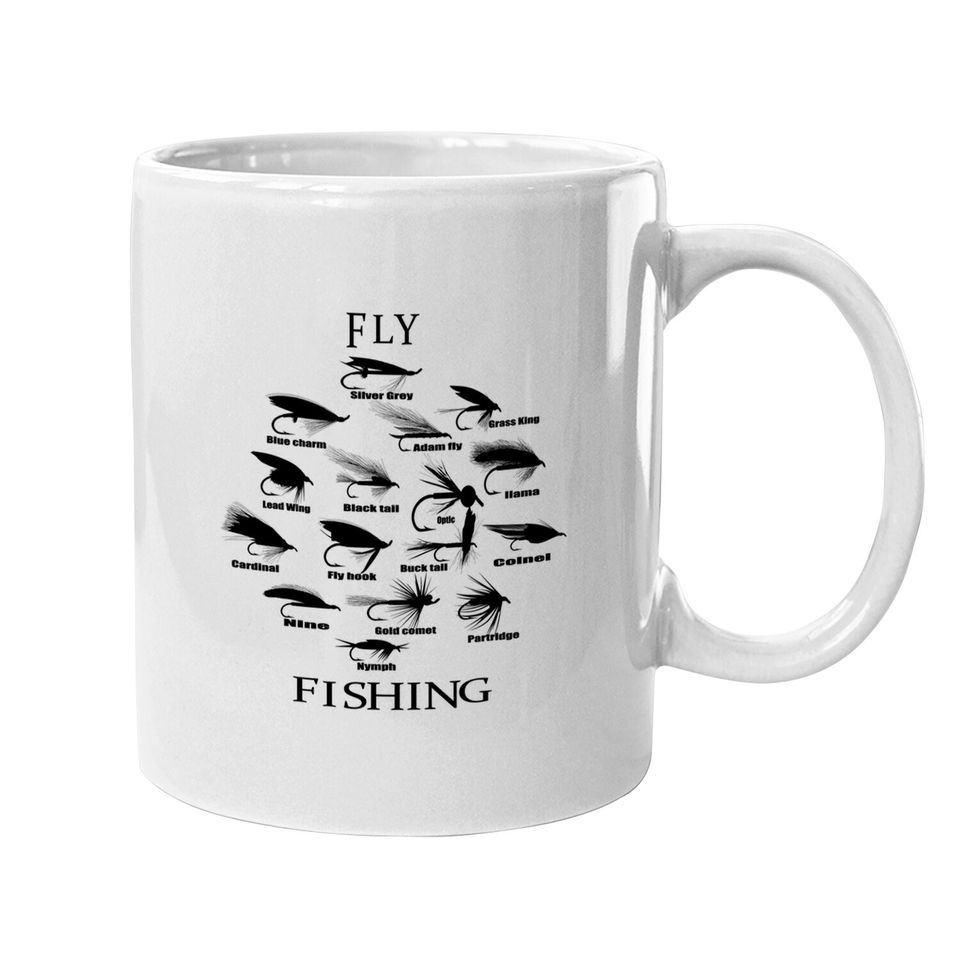 Vintage Fly Fishing Lures In Sketch Coffee Mug