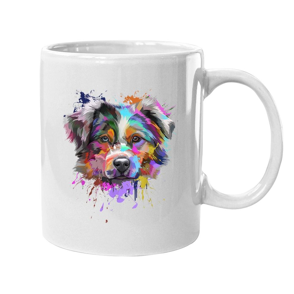 Splash Art Australian Shepherd Coffee Mug | Aussie Lover Gifts Coffee Mug