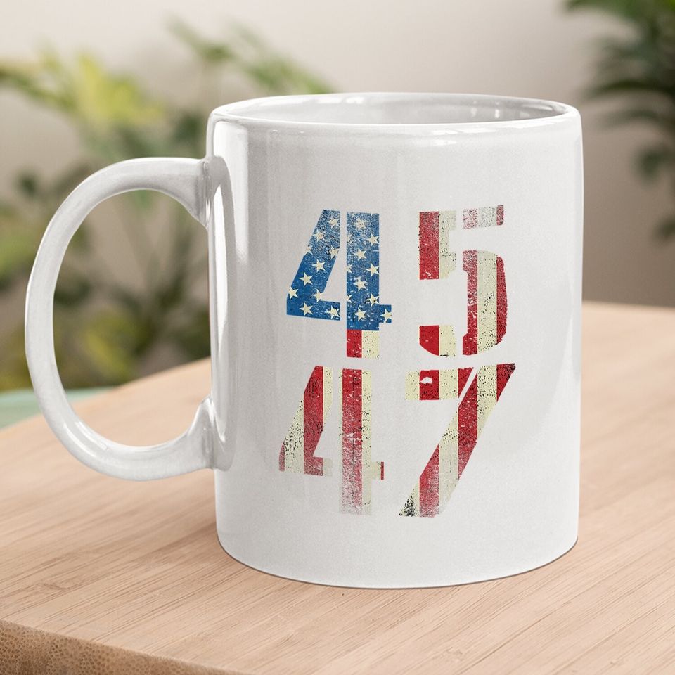 45 47 Trump 2024 Coffee Mug Vintage Usa Flag Trump Coffee Mug