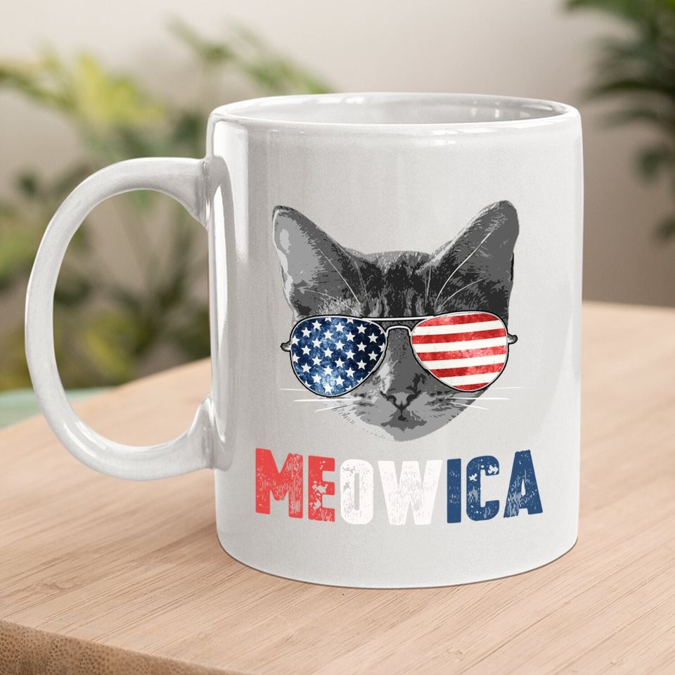 Meowica American Flag Cat Coffee Mug