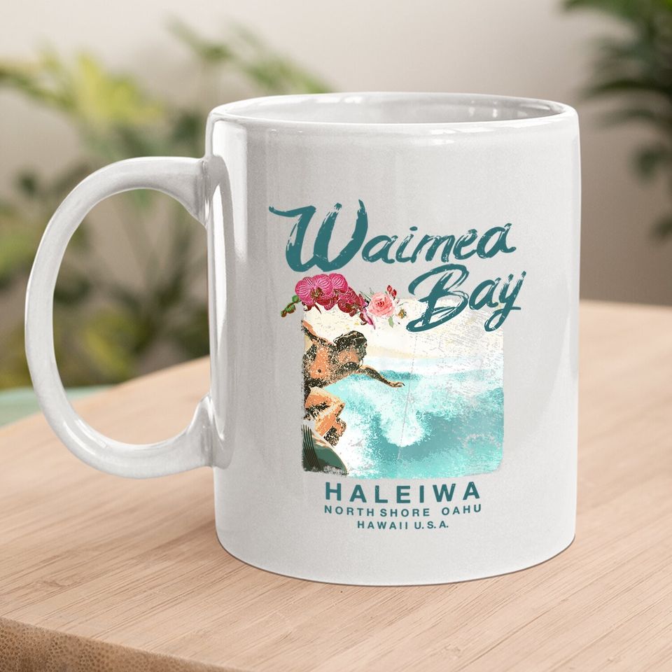 Waimea Bay Hawaii Vintage Hawaiian Surf Coffee Mug