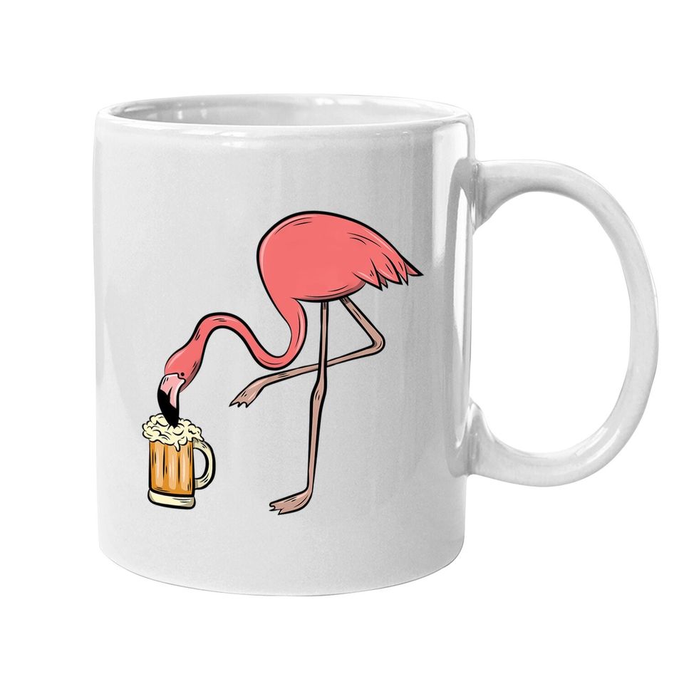 Flamingo Drinking Beer - Funny Pink Flamingo Coffee Mug