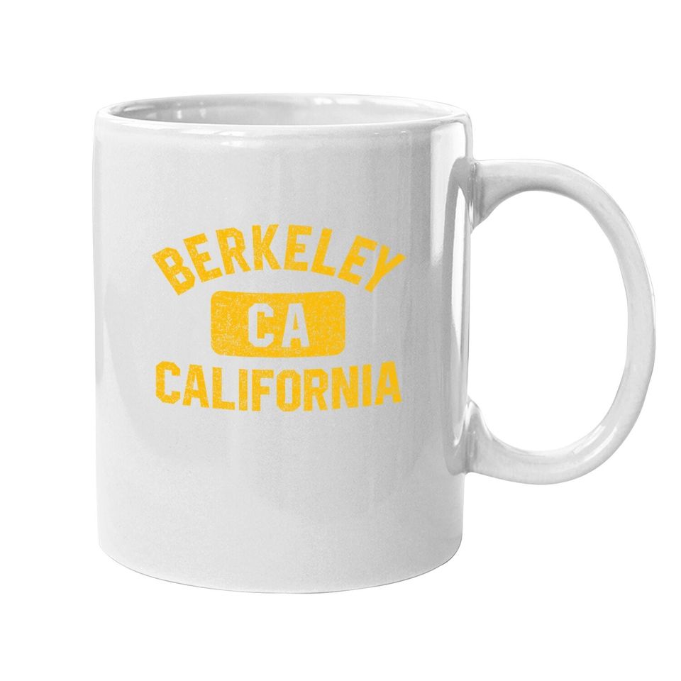 Berkeley Ca California Gym Style Distressed Amber Print Coffee Mug