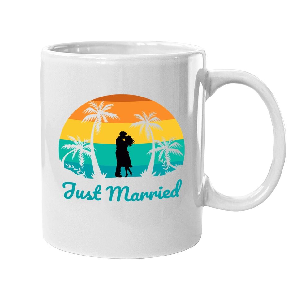 Just Married Coffee Mug Couple Honeymoon Matching Tropical Paradise