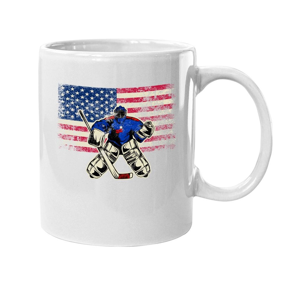 Ice Hockey Goalie Usa Flag Gift For Goalie Coffee Mug