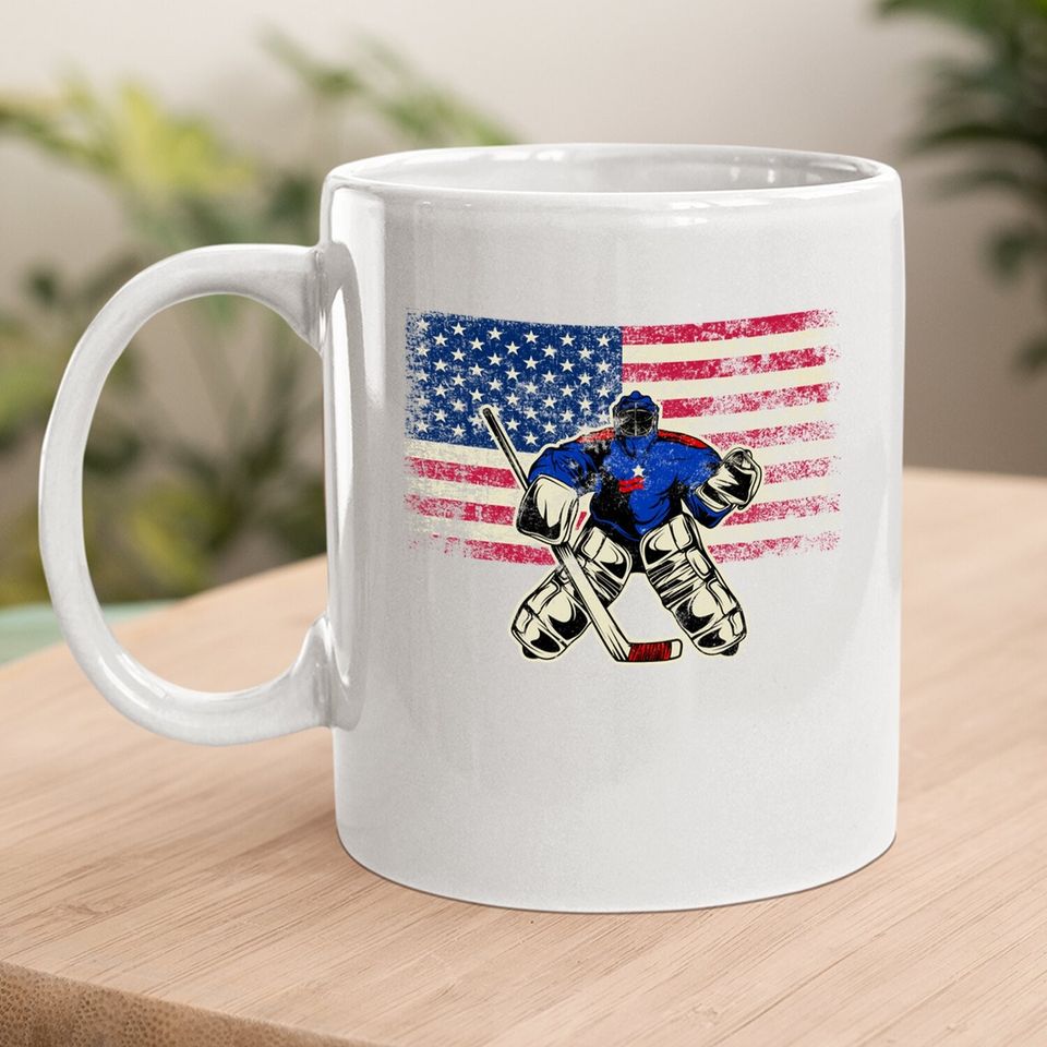 Ice Hockey Goalie Usa Flag Gift For Goalie Coffee Mug