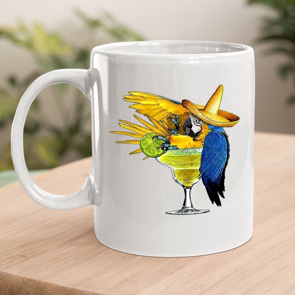 Parrot In Margarita Drinking Glass Tropical Vacation Coffee Mug