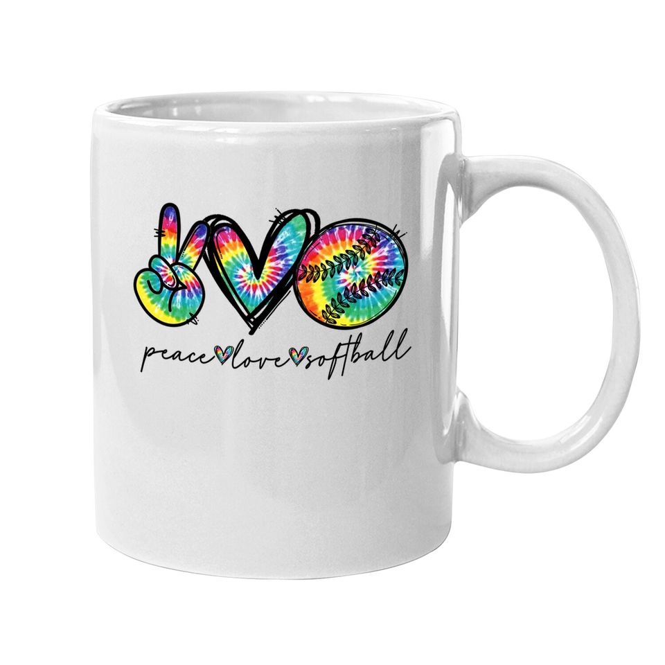 Peace Love Softball Tie Dye Cute Softball Lovers Coffee Mug