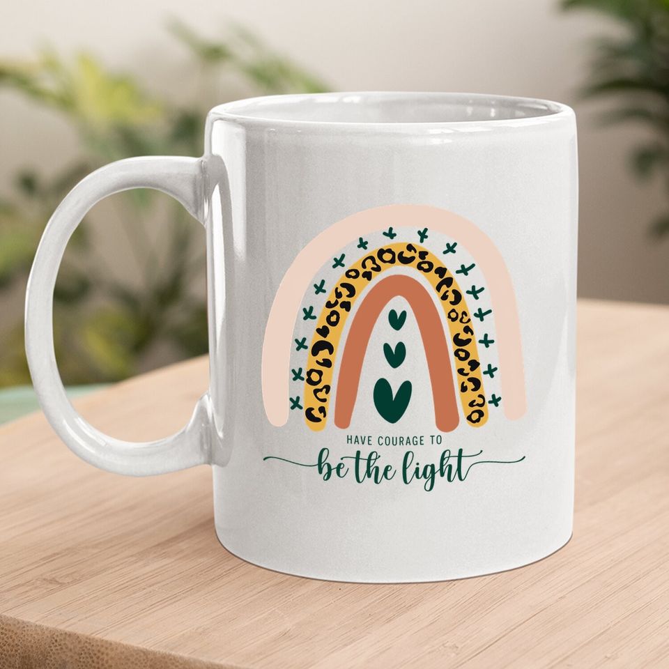 Be The Light Boho Rainbow Christian Scripture Religious Coffee Mug