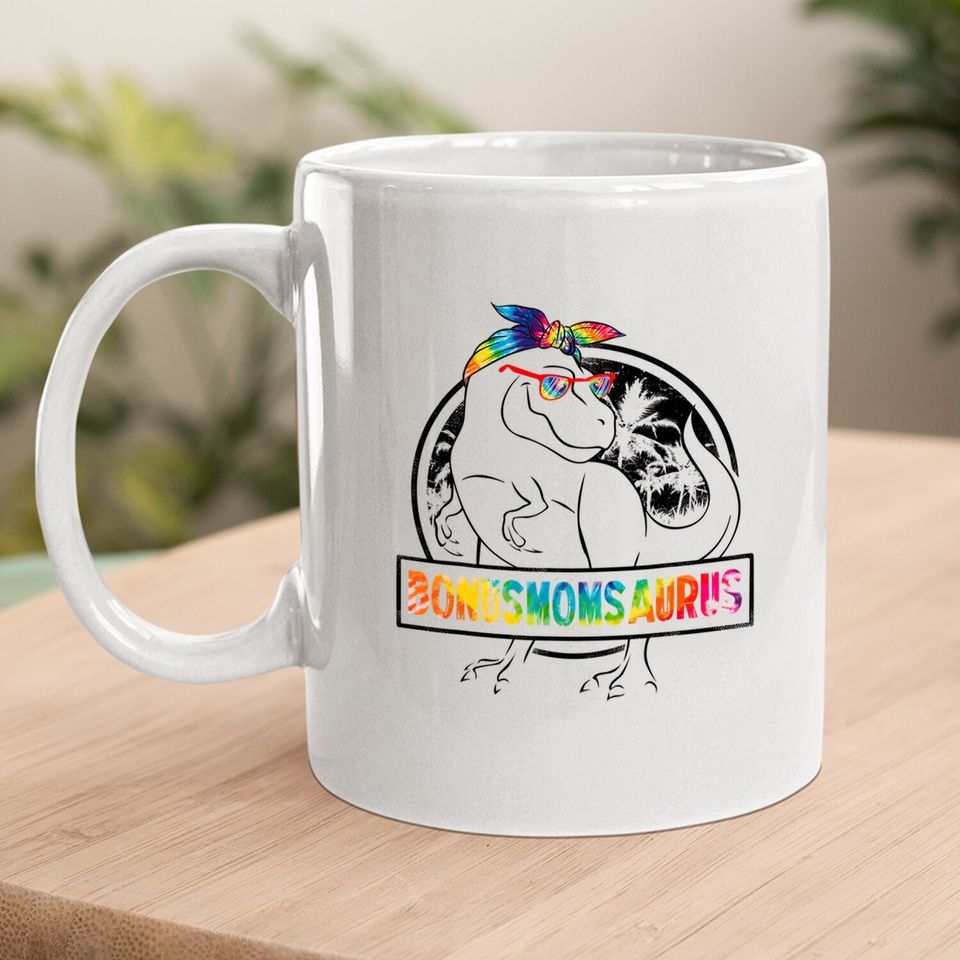 Tie Dye Bonusmomsaurus Bonus Mom Dinosaur Rex Mother's Day Coffee Mug
