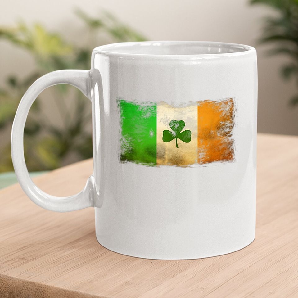Distressed Ireland Flag Shamrock Vintage Irish Flags Coffee Mug