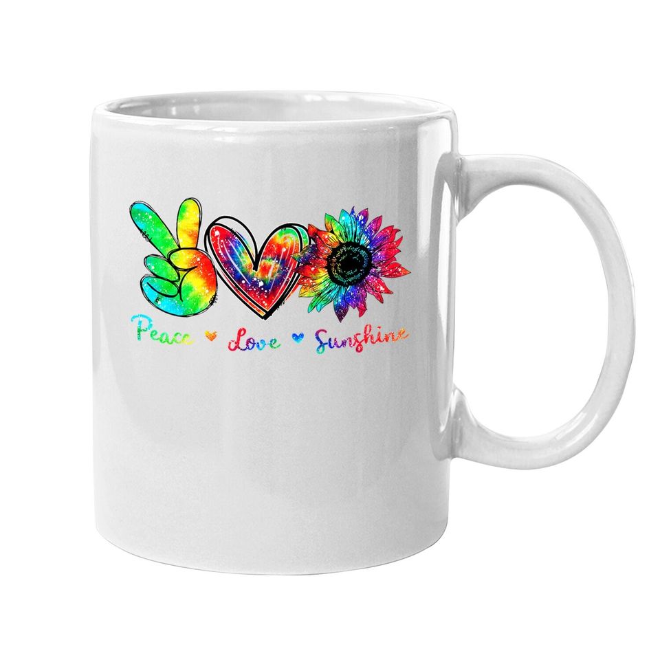 Peace Love Sunshine Sunflower Hippie Tie Dye Coffee Mug
