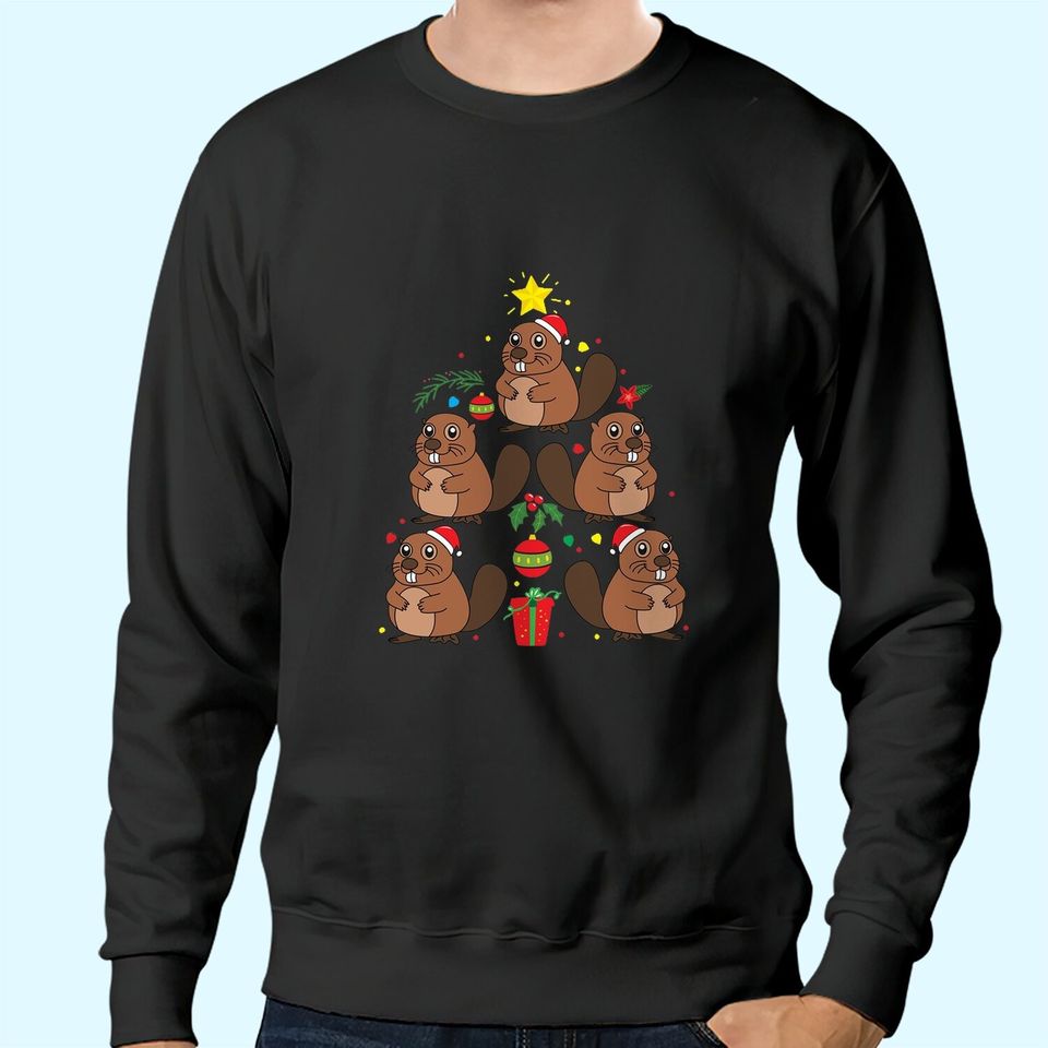 Beaver Christmas Ornament Tree Classic Sweatshirts