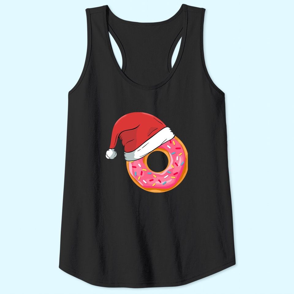Funny Donuts Santa Claus Christmas Holiday Tank Tops
