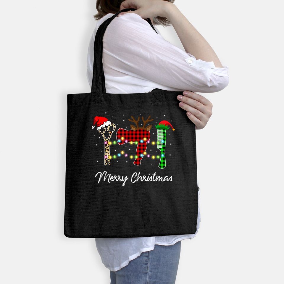 Merry Christmas Hairstylist Red Plaid Bags